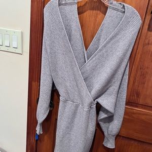 grey backless wrap dress